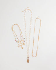 Chico's Convertible Pink & Gold Beaded Necklace