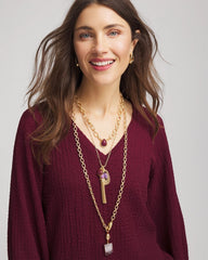 Chico's Convertible Three-Strand Stone Pendant Necklace
