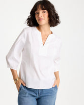 Chico's Poplin Cotton 3/4 Sleeve Popover
