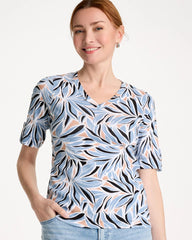 Chico's Printed Pima Elbow-Sleeve Tee