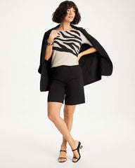 Chico's Zebra Pima Elbow Sleeve Tee