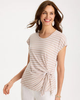 Chico's Striped Tie-Front Tee