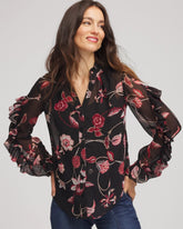 Chico's Georgette Celtic Blooms Blouse