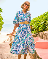 Chico's Palm Cotton-Rayon Slub Shirtdress