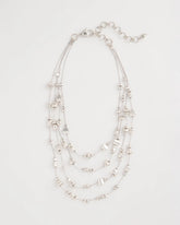 Chico's Silvertone Nugget Illusion Necklace