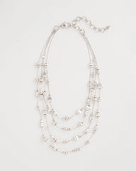 Chico's Silvertone Nugget Illusion Necklace