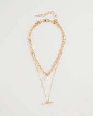 Chico's Toggle Bar Pearl Pendant Necklace