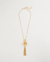 Chico's Filigree Flower Tassel Necklace