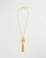 Chico's Filigree Flower Tassel Necklace