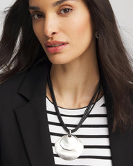 Chico's Silver Pendant On Cord