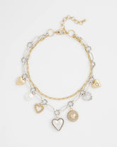 Chico's Mixed Metal Heart Charm Necklace