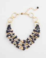 Chico's Gold & Navy Bead Necklace