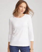 Chico's Pima Cotton Crewneck Button Tee