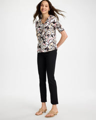 Chico's Printed Cotton Slub V-Neck Tee