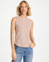 Chico's Striped High Neck Rib Tank