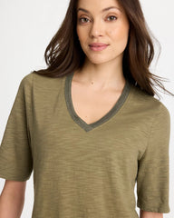 Chico's Cotton Slub V-Neck Tee
