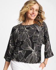 Chico's Ginkgo Matte Jersey Bubble Hem Top