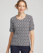 Chico's Printed Pima Elbow Sleeve Tee