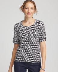 Chico's Printed Pima Elbow Sleeve Tee