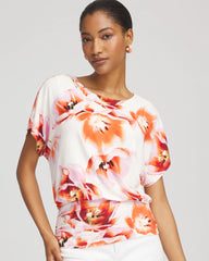 Chico's Touch of Cool™ Tropical Ruched Banded Hem Top
