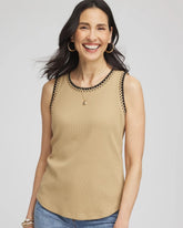 Chico's Contrast-Trim Ribbed Cotton Tank Top