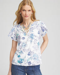Chico's Touch of Cool™ Floral Flutter Sleeve Tee