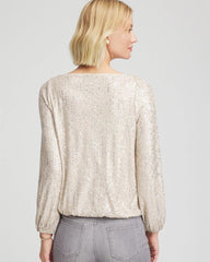 Chico's Drizzled Sequins Bubble-Hem Top