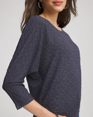 Chico's Textured Denim-Motif Tapered-Hem Top