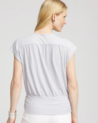 Chico's Foiled Knit Banded Bottom Top