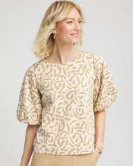 Chico's Animal Print Bubble Sleeve Top