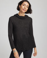 Chico's Lace Hem Cowlneck Top