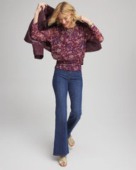 Chico's Paisley Textured Banded-Hem Top