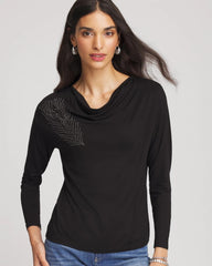 Chico's Embellished Cowlneck Dolman Tee