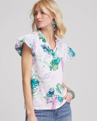 Chico's Notch Neck Cap Sleeve Tee