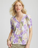 Chico's Floral Slub Henley Tee