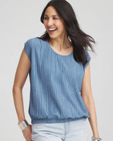 Chico's Melange Pleated Bubble-Hem Top
