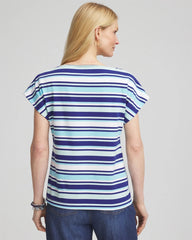 Chico's Stripe Modern Cap Sleeve Tee