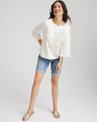 Chico's Soutache Embroidered Wildflower Top