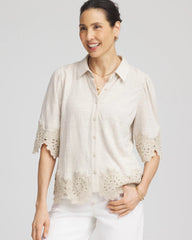 Chico's Crochet Trim Linen Shirt