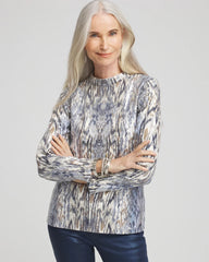 Chico's Sequin Reptile Funnel Neck tee