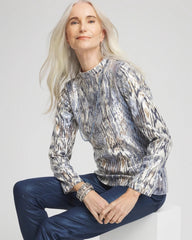 Chico's Sequin Reptile Funnel Neck tee