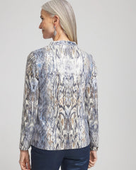 Chico's Sequin Reptile Funnel Neck tee