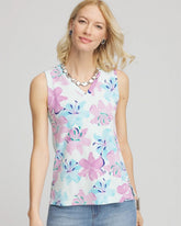 Chico's Floral Sleeveless V-Neck Tank
