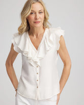 Chico's Crepe Ruffle-Trim Blouse