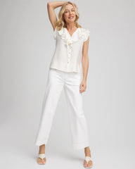 Chico's Crepe Ruffle-Trim Blouse