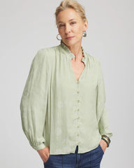 Chico's Jacquard Georgette Peasant Blouse