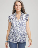 Chico's Butterfly Ruffle Collar Blouse