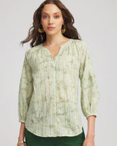 Chico's Lurex Stripe Cotton Blouse