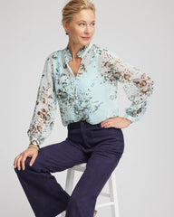 Chico's Floral Georgette Peasant Blouse