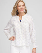 Chico's Smocked Split-neck Blouse